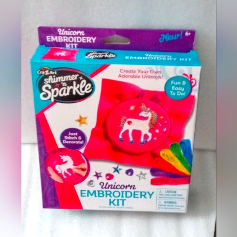 Cra-Z-Art Shimmer & Sparkle Unicorn Embroidery Kit for Ages 6+
